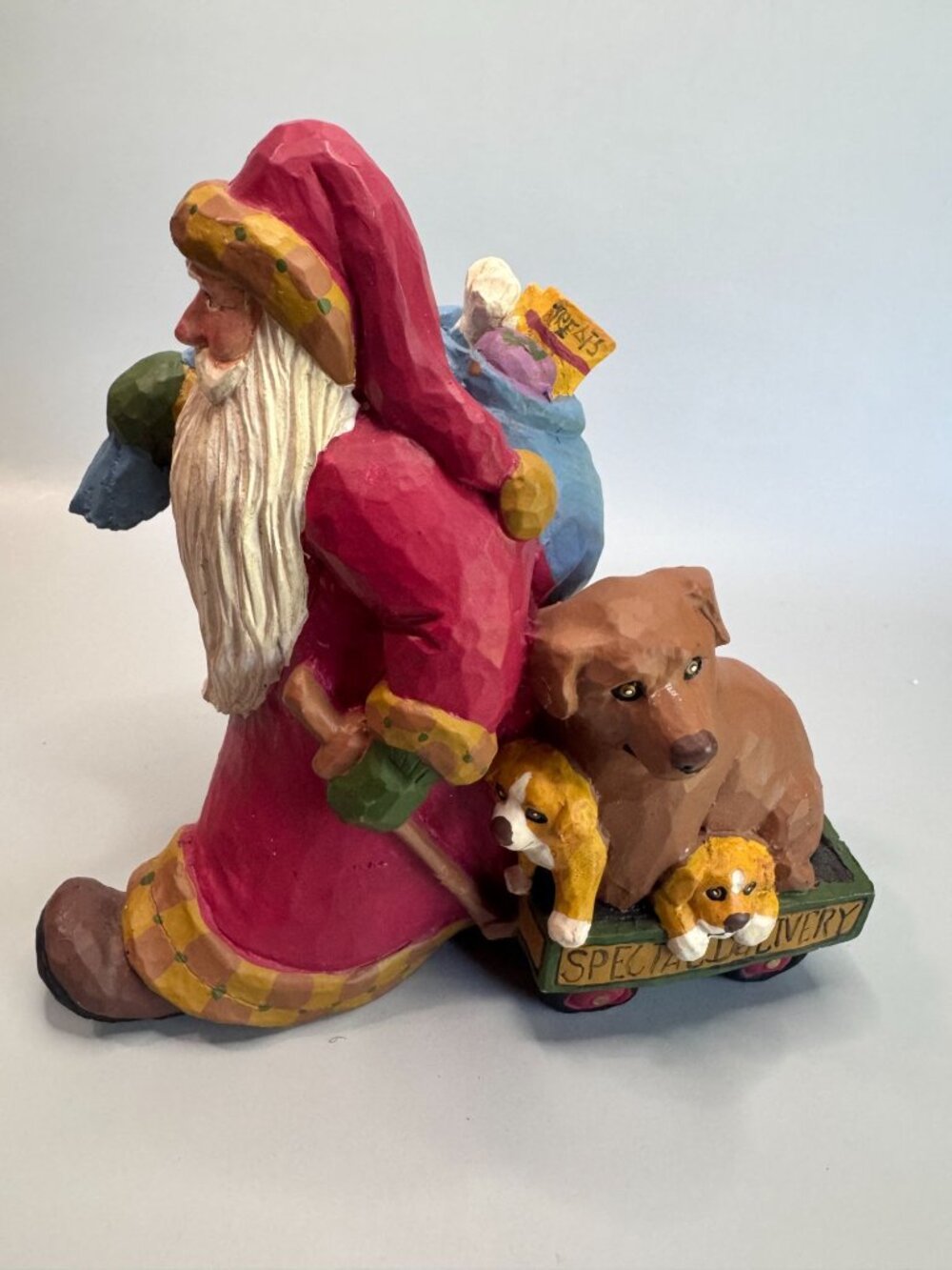 House Of Hatten Susan M Smith 1992 Santa Pulling Dog Wagon Figure - Picture 3 of 6
